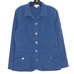 Fresh Produce Womens Jacket Minimalist Coastal Nautical Casual Blue Size Medium